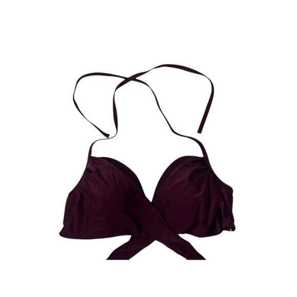 Victoria's Secret Maroon Wrap Padded Underwire Halter Bikini Top Women's 34D - Picture 6 of 12